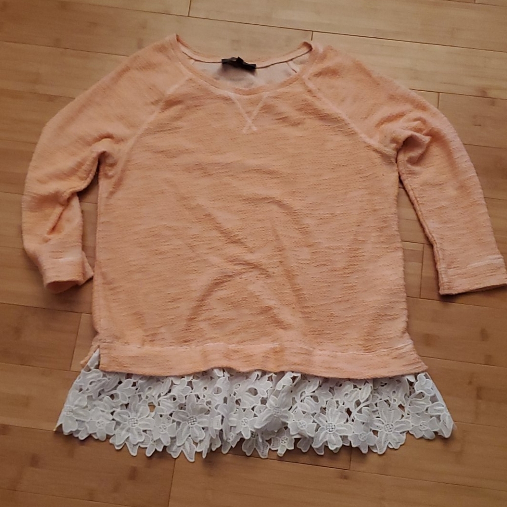 Sunday in Brooklyn lace hem lightweight sweater
